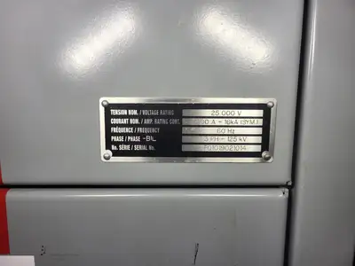 25kV 1200A 3ph Switchgear Unit w/ (2) Power Vac Breaker VB1 27.0-16-0