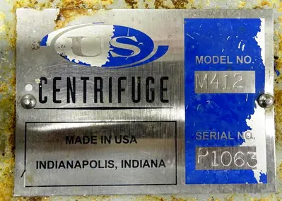 US Centrifuge M412 solid basket centrifuge.