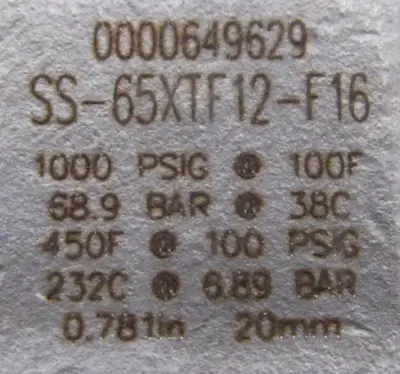 NEW SWAGELOK SS-65XTF12-F16 BALL VALVE SS65XTF12F16 3/4"x3/4"x1"