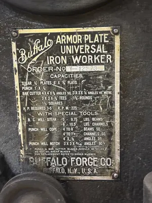 50 TON BUFFALO MODEL #1/2 MECHANICAL IRONWORKER: STOCK #22853