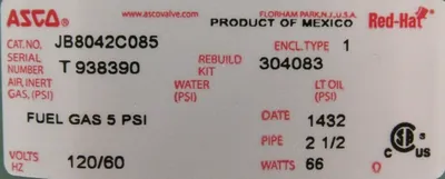 NEW ASCO JB8042C085 SOLENOID VALVE 2-1/2" 120V MX160