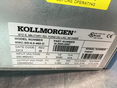Used KOLLMORGEN MMCSD6.0460D Servo Drives Ohio US | HGR 24 #1330303