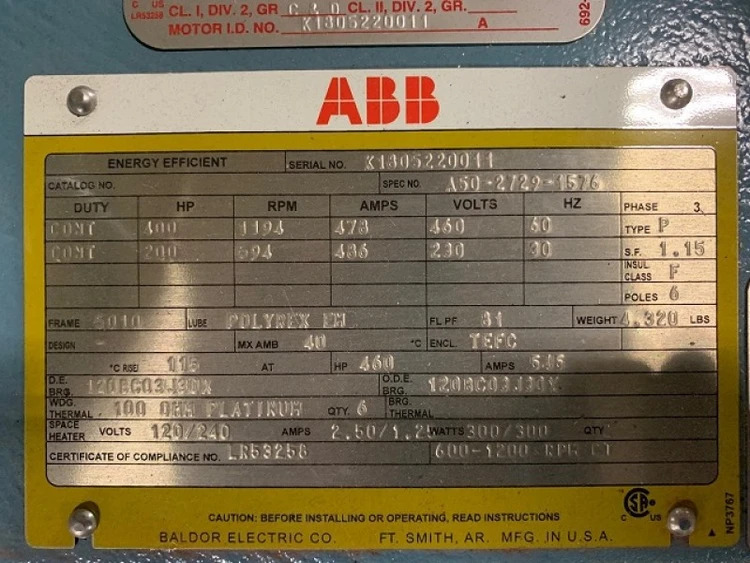 New | in-Stock ABB/BALDOR _UNKNOWN_ A.C. Motors Colorado US | Rogers Equipment Sales #1273722
