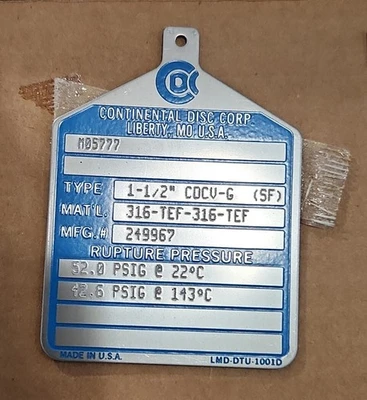 NEW Continental Disc Corporation 249967