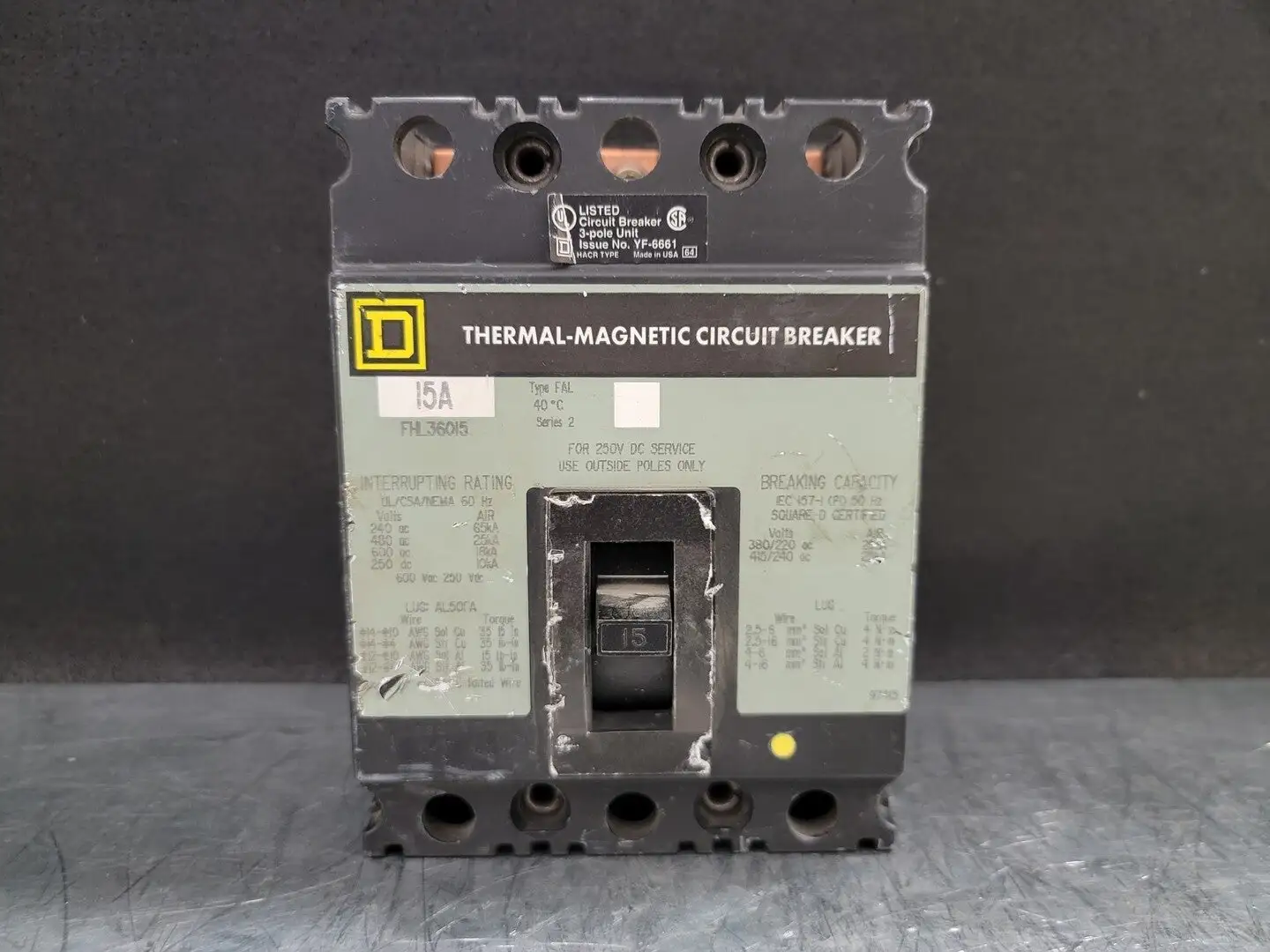 USED SQUARE D FHL36015