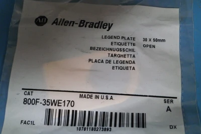 NEW ALLEN BRADLEY LEGEND PLATE OPEN ( 1 L