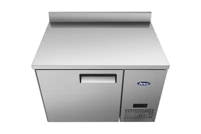 New | in-Stock Atosa New Atosa MGF44GR 44" Worktop Refrigerator w/ Backsplash, Side Mount Compressor Worktop Refrigerators Illinois US | Falcon Restaurant Supply #1375542