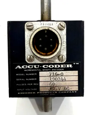 USED ACCU-CODER 716-0 INCREMENTAL SHAFT ENCODER 12 V DC 7160