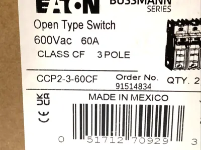 USED EATON BUSSMANN CUBEFUSE FUSIBLE DISCONNECT 60A 600V 3-POLE BOX OF 2
