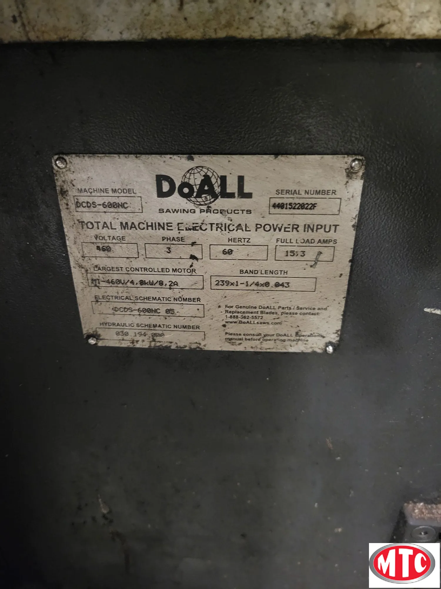 Used 2018 DOALL DCDS-600NC | Horizontal bandsaw Automatic