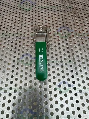 USED INLINE INDUSTRIES STAINLESS STEEL BALL VALVE W/ 1/2" SANITARY FITTING