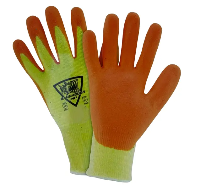 PIP Barracuda Hi-Viz Cut Resistant Safety Gloves Nitrile Palm Coated Size Medium