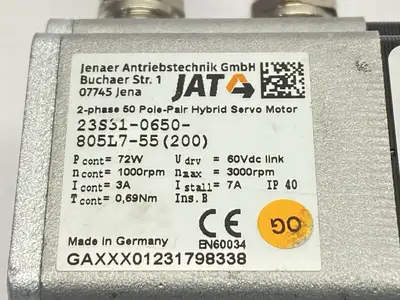 USED JENAER ANTRIEBSTECHNIK SERVO MOTOR 2-PHASE 3000RPM 72W