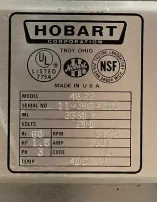 182-0162 Hobart 4822 Meat Grinder