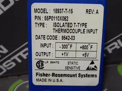 Fisher Rosemount 18937-T-15 Thermocouple Input Relay 55P0110X062 Rev. A Used