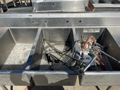 Used Falcon Restaurant Supply Used 107" 3 Compartment Stainless Steel Sink - SS301 Sinks Illinois US | Falcon Restaurant Supply #1375737