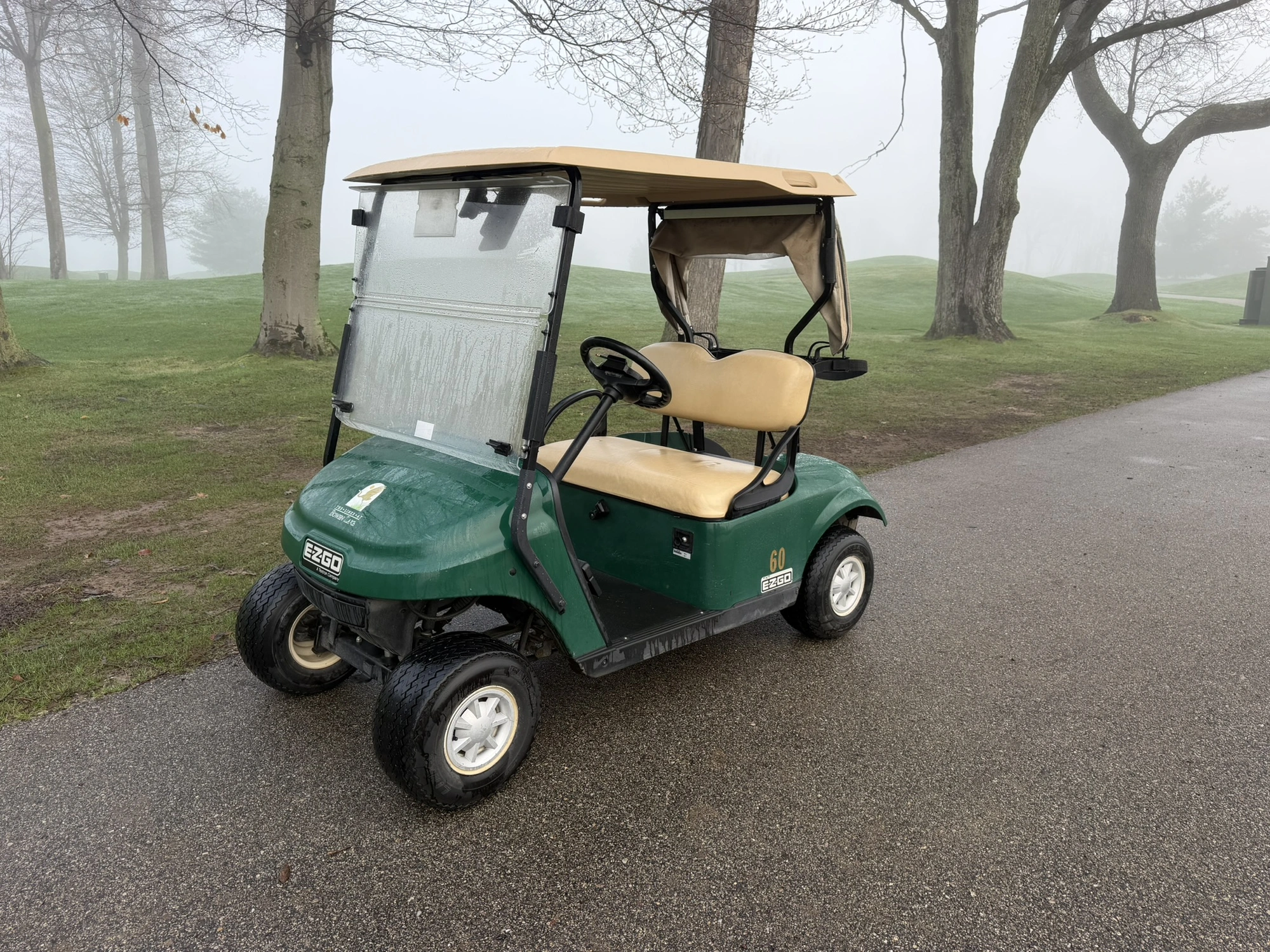 (1) 2017 E-Z-Go golf cart with a Kawasaki gas engine, model 625111G01, includes canopy, ball cover, ...