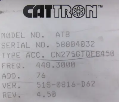 USED CATTRON CN275GTQE8450 CRANE CONTROL RECEIVER AT8