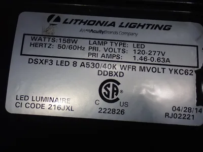 Used LITHONIA LIGHTING DSXF3 LED 6 P2 50K 70CRI Lighting Ohio US | HGR 24 #942610
