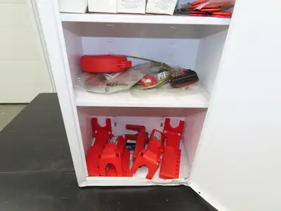 60+ Piece Lockout Tagout Station Scissor Hasp Cable & Valve Lockout Various Tags