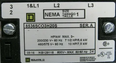 NEW SQUARE D 8538SCW44V81C1FF4H20P51TX20Y74 STARTER SIZE 1 8536SCO3H20S