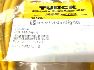 USED TURCK, COGNEX SINGLE ENDED CONNECTION CORDSET BREAKOUT CABLE IVSL-5PM12-15