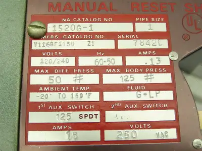 North American Manufacturing 1520G-1 Gas Valve 1" NPT 120V Actuator Manual Reset