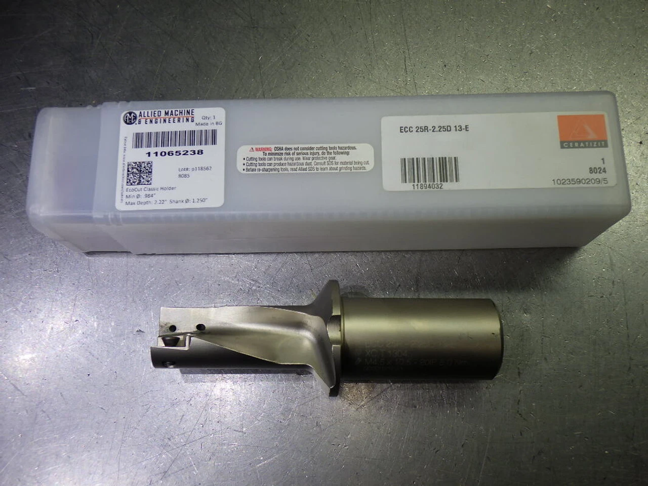 AMEC/Ceratizit .984" Coolant Thru Single Flute Drill 1.25" Shank 11065238 (LOC2800B)