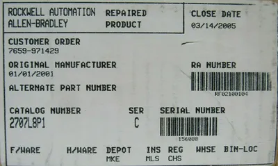 REFURBISHED ALLEN BRADLEY 2707-L8P1X OPERATOR INTERFACE SER C REV B 2707L8P1X