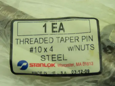 Stanlok #10 x 4" Threaded Steel Taper Pin w/Nut   -Lot of 4