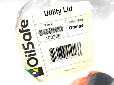 NEW OILSAFE MULTI-PURPOSE STORAGE LID, 48MM OPENING, ORANGE