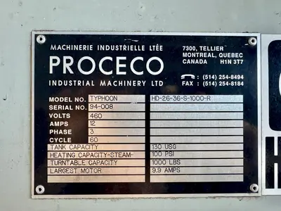 Used PROCECO HD-26-36-S-1000-R Parts Washers Ohio US | G-2000, Inc. #1372521