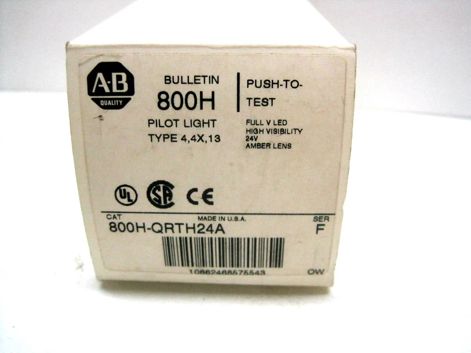 New Allen Bradley 800H-QRTH24A Pilot Light 800HQRTH24A