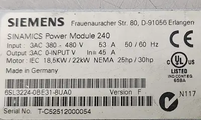 USED Siemens 6SL3224-0BE31-8UA0