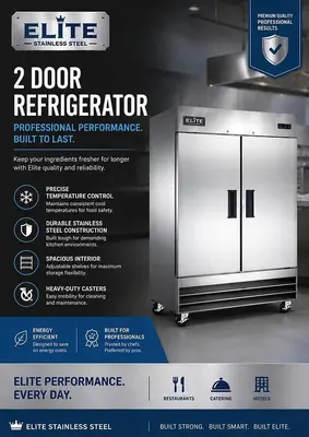 Elite Stainless Steel 2 Door Refrigerator