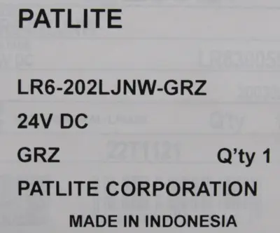 NEW PATLITE LR6-202LJNW-GRZ SIGNAL TOWER LR6-02LJN 24VDC LR6202LJNWGRZ