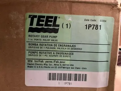 TEEL 1” Rotary Gear Pump PN 1P781 SN 08804