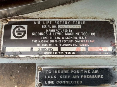 G & L Air Lift 4' x 5' Rotary Table