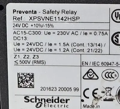Schneider Electric XPS-VNE Safety Relay XPSVNE1142HSP (BIN541)
