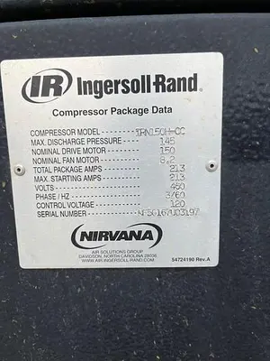 Used 2019 INGERSOLL-RAND IRN150H-CC Rotary Screw & Sliding Vane Air Compressors South Carolina US | DH Griffin Used Equipment #1377377