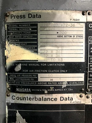 USED 1980 NIAGARA NIAGARA BP2-200-72-36 PRESS