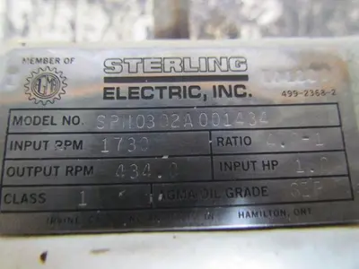 Sterling Electric SPH0302A001434 Inline Gearbox Speed Reduce 4:1 Ratio 460V 3PH
