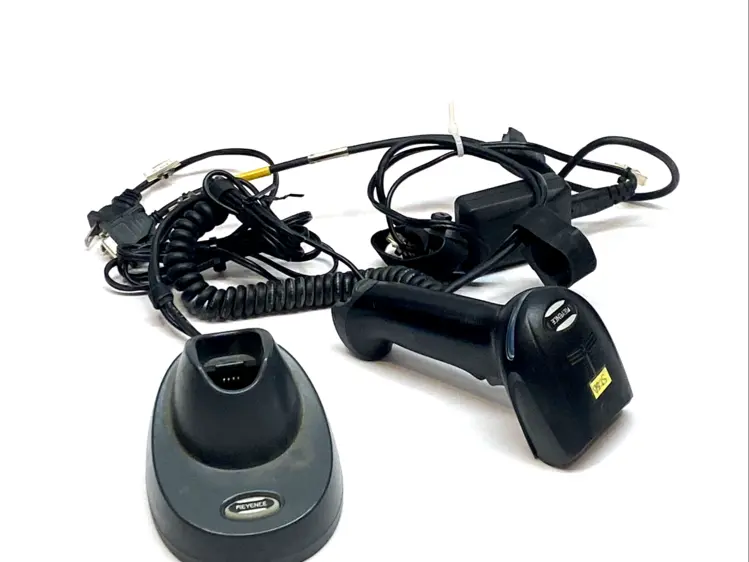 Used KEYENCE BARCODE SCANNER W/ HR-UC1 BASE & OP-87530 AC ADAPTER, WIRED Barcode Scanners Michigan US | Maverick Industrial Sales #1090128