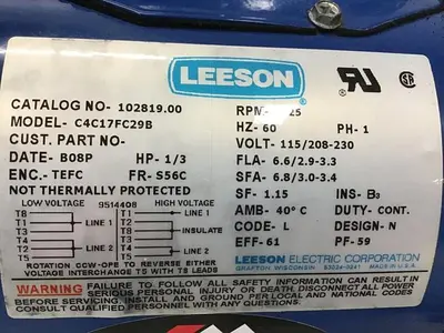USED LEESON ELECTRIC CO C4C17FC29B