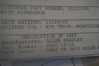 USED ALLEN BRADLEY 8600-1873L COMMUNICATION MODULE 86001873L