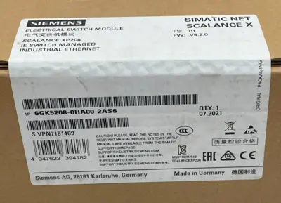 NEW SIEMENS 6GK5208-0HA00-2AS6 ELECTRICAL SWITCH MODULE 6GK52080HA002AS6