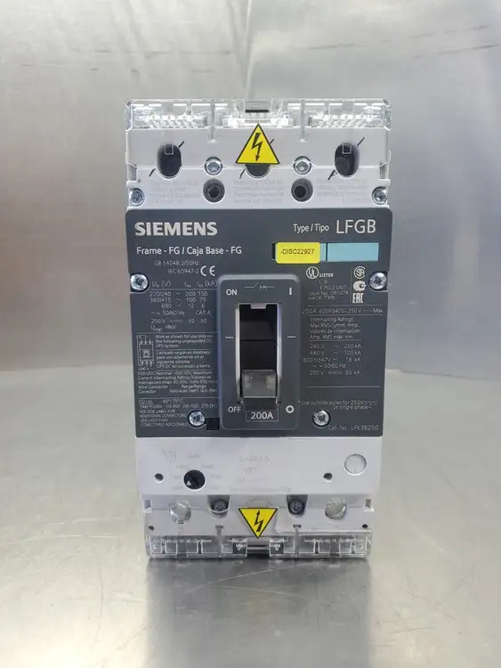 Used Siemens LFK3B250 CIRCUT BREAKER, 200A, 220-690V Circuit Breakers | Palmetto Automation #1149372