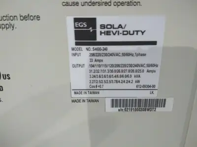 Used EGS Sola Hevi-Duty 1PH 33A Sola 4000 Series UPS Uninterruptible Power Supplies Michigan US | Maverick Industrial Sales #1397513