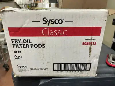 New | in-Stock Sysco New Sysco Commercial Fryer Oil Filter Pods 20CT - JS Oil Filter Illinois US | Falcon Restaurant Supply #1376051