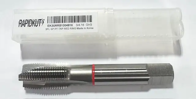 RapidKut 3/4"-16 HSS-PM Spiral Point Plug Tap 3 Flute Red Ring GH3